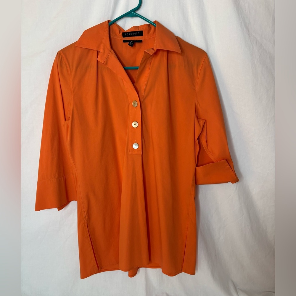 Foxcroft women’s tunic size4 stretch shaped fit fold up cuffs